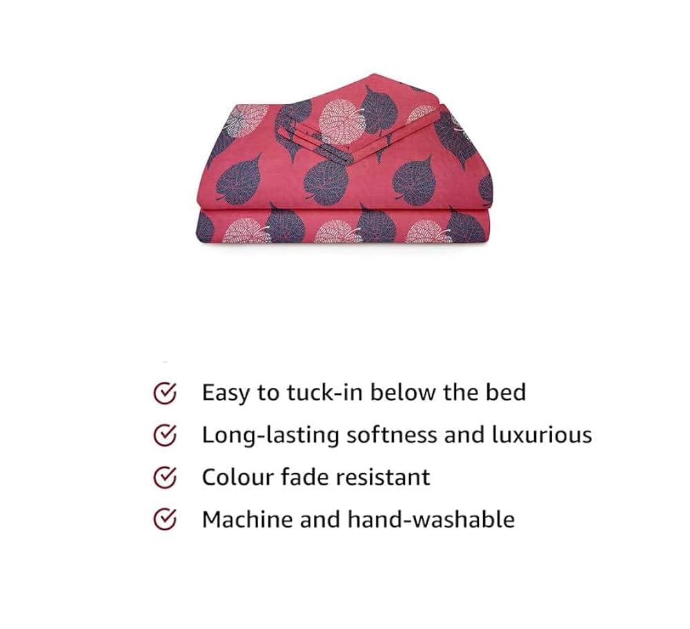 BSB HOME Premium Forever Modern Style Glace Cotton Floral Luxurious Beautiful Soft Comfort Designer Floral Pattern 1 Single Size Bed bedsheet and 1 Pillow Cover- Light Pink & Grey