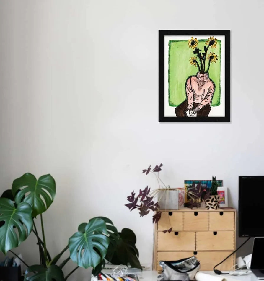 ArtX Paper Blooming Lady Frame Wall Art Painting, Multicolor, Abstract, 10X13 inches, Set of 1