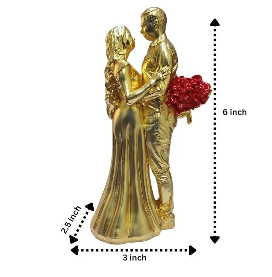 Gold Art India Couple Figurine Gold-Plated Matte Finish | Romantic Home & Office Décor | Valentine Gift for Girlfriend & Boy Friend | Anniversary, Wedding Gift