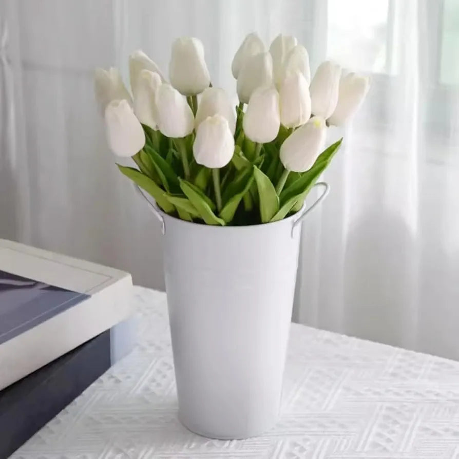 SHINE-CO LIGHTING Artificial Tulips 20Pcs Real Touch Fake Tulips PU Flower Arrangement Bouquets for Home Party Decoration 