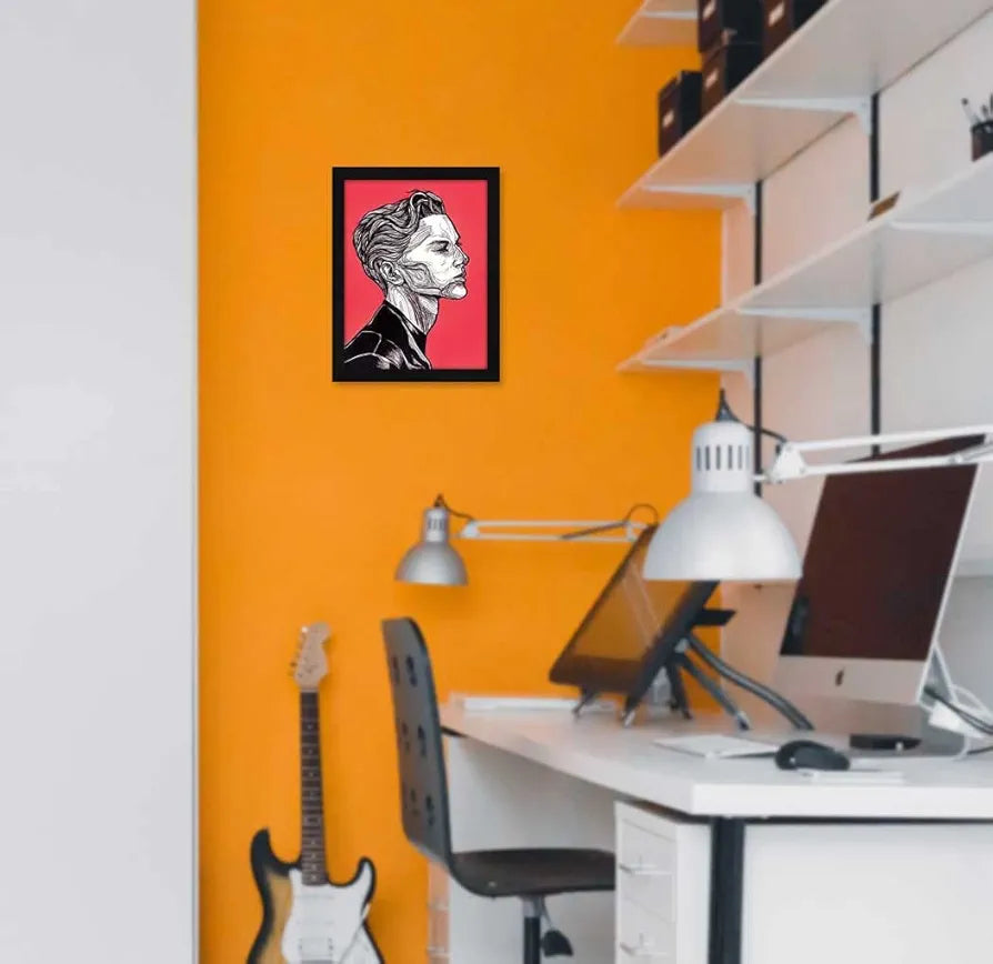 ArtX Paper Line Art Dreamer Boy Abstract Frame Wall Art Painting, Multicolor, Abstract, 10X13 inches, Set of 1