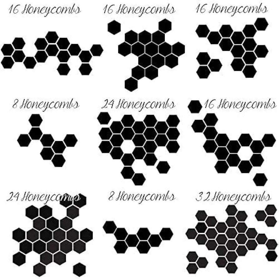 Bikri Kendra Ind - Hexagon 13 Golden Mirror Stickers For Wall, Acrylic Mirror, Wall Decor Sticker, Stickers, Self-Adhesive, 10.4 Cms