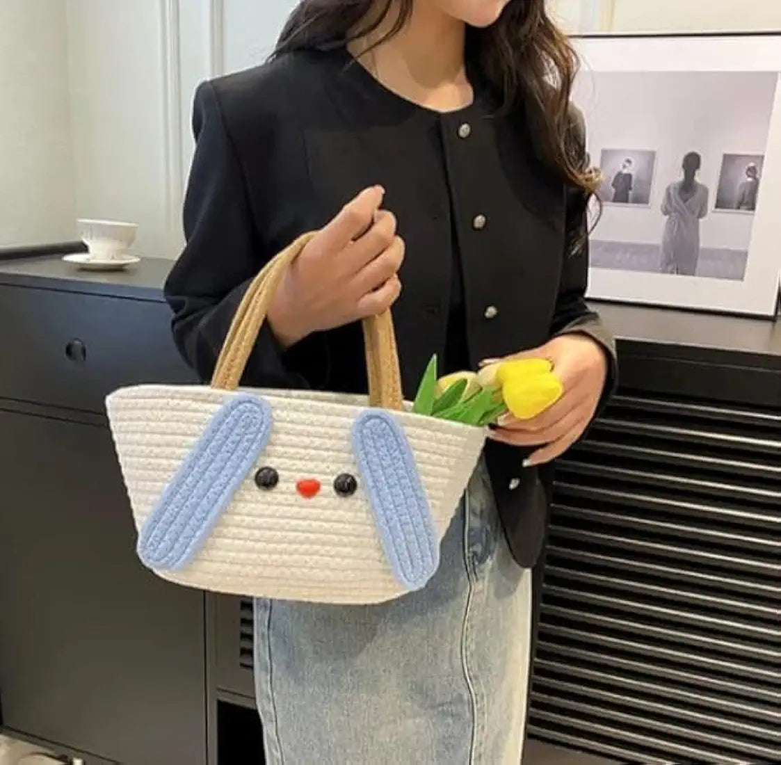 BEAUTIFUL HOMMIES Attractive Hand Bag | large Tote Bag | Summer Bag | Bucket Bag | Basket Bag | Bamboo Tote | Beach Bags for Women | Boho Bag | Handbag | jute Bag | Handmade Bag|