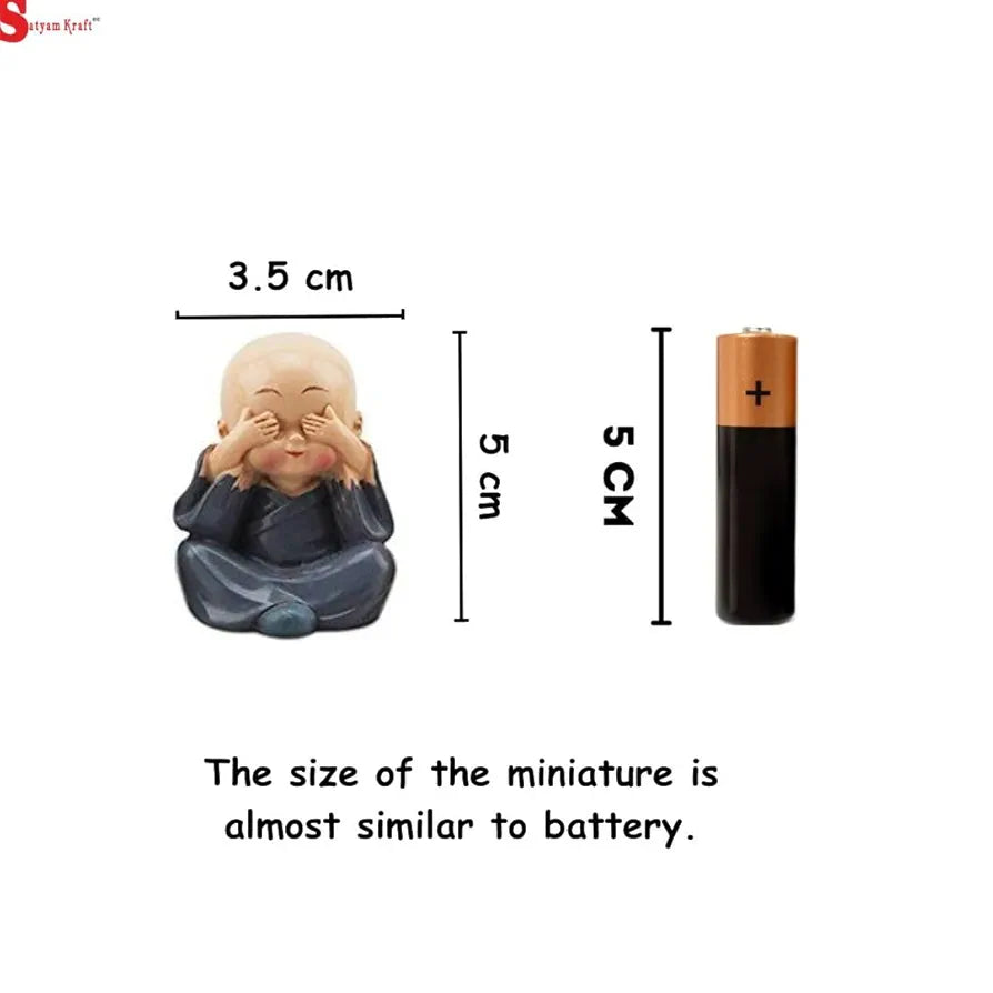 SATYAM KRAFT 1 Set Monk Buddha Miniature Set Idols | Gift for Him/Her, Mother's Day, Home Decor, Gift, Bedroom, Living Room Decor, Wedding, Showpiece, Gifts, Figurines, Car and Decoration Items