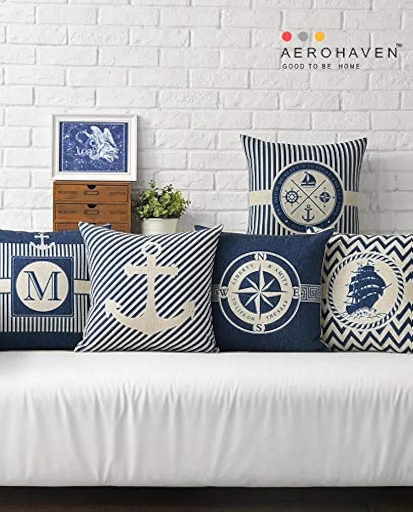 AEROHAVEN™ Set of 5 Cotton Abstract Designer Decorative Throw Pillow/Cushion Covers - 24 x 24 inches