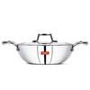 Sumeet Cook Smart TriPly Steel Aluminium Steel 3 Layers Kadhai with Lid - 1.1 Ltr - 18Cm