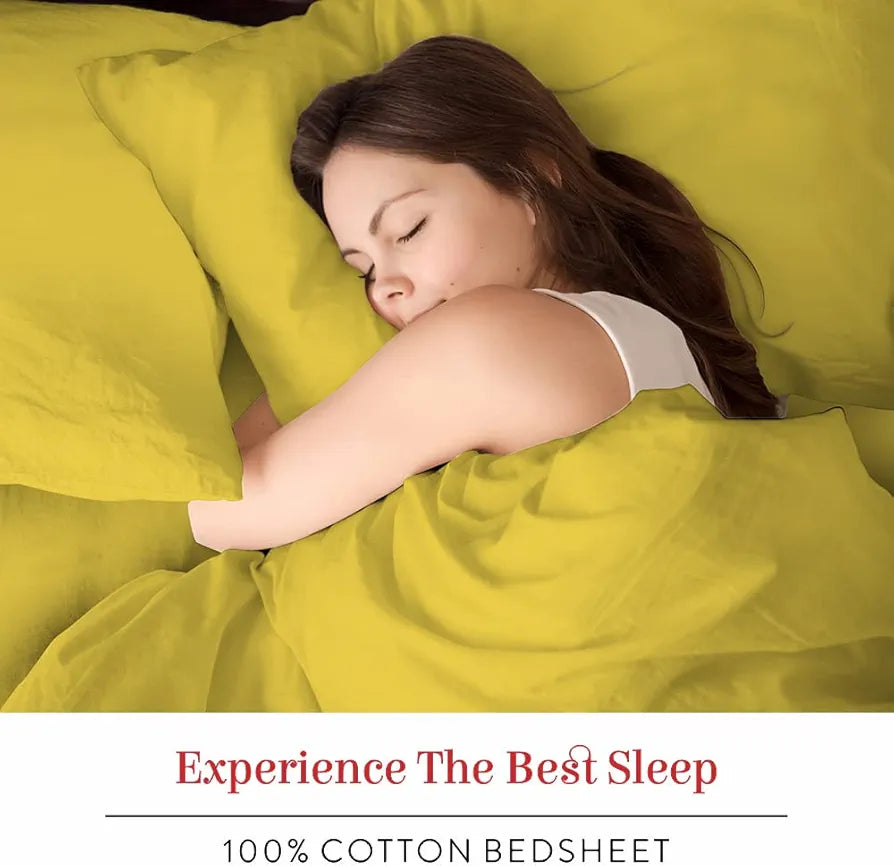 Layers Be Bold 100% Cotton Bedsheet Set for All Seasons - Lightweight, Moisture Absorbent, Machine Washable & Easy to Care - Gift for Housewarming & More - 140 TC - Queen Size 