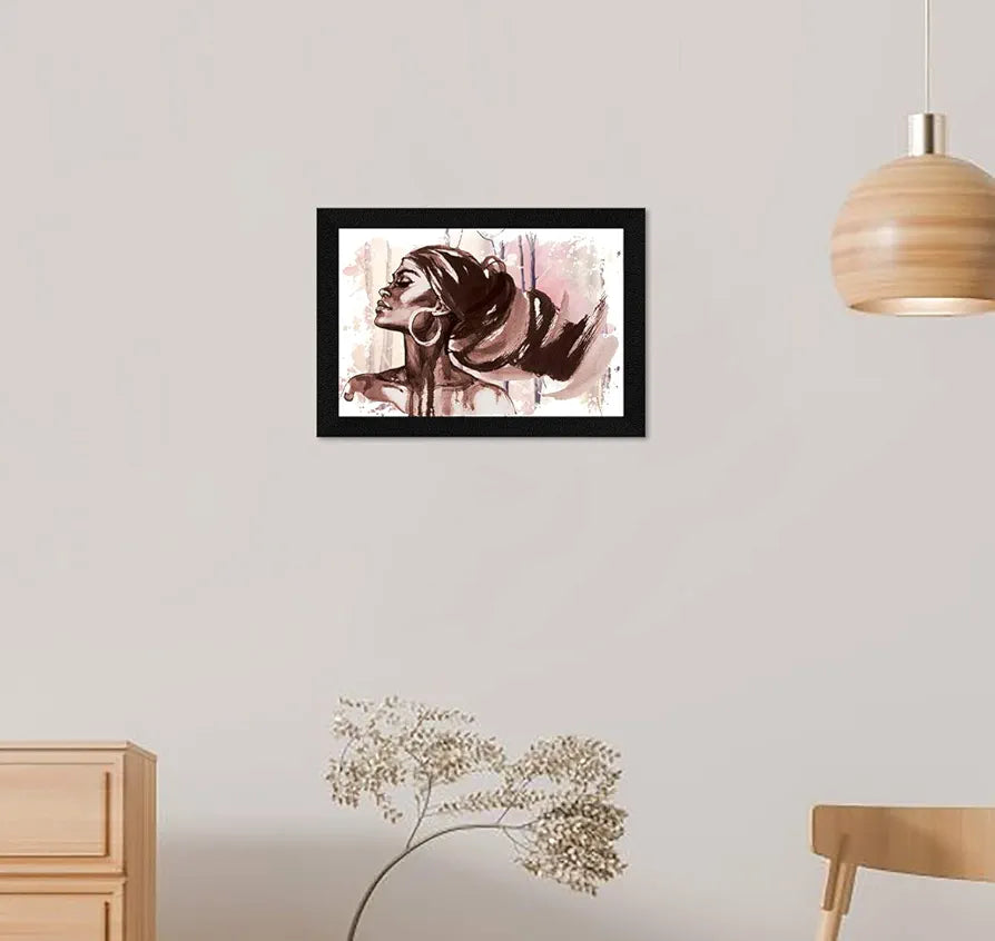 ArtX Modern African Women Wall Art Painting, Abstract Synthetic Wood Framed Picture Multicolor 