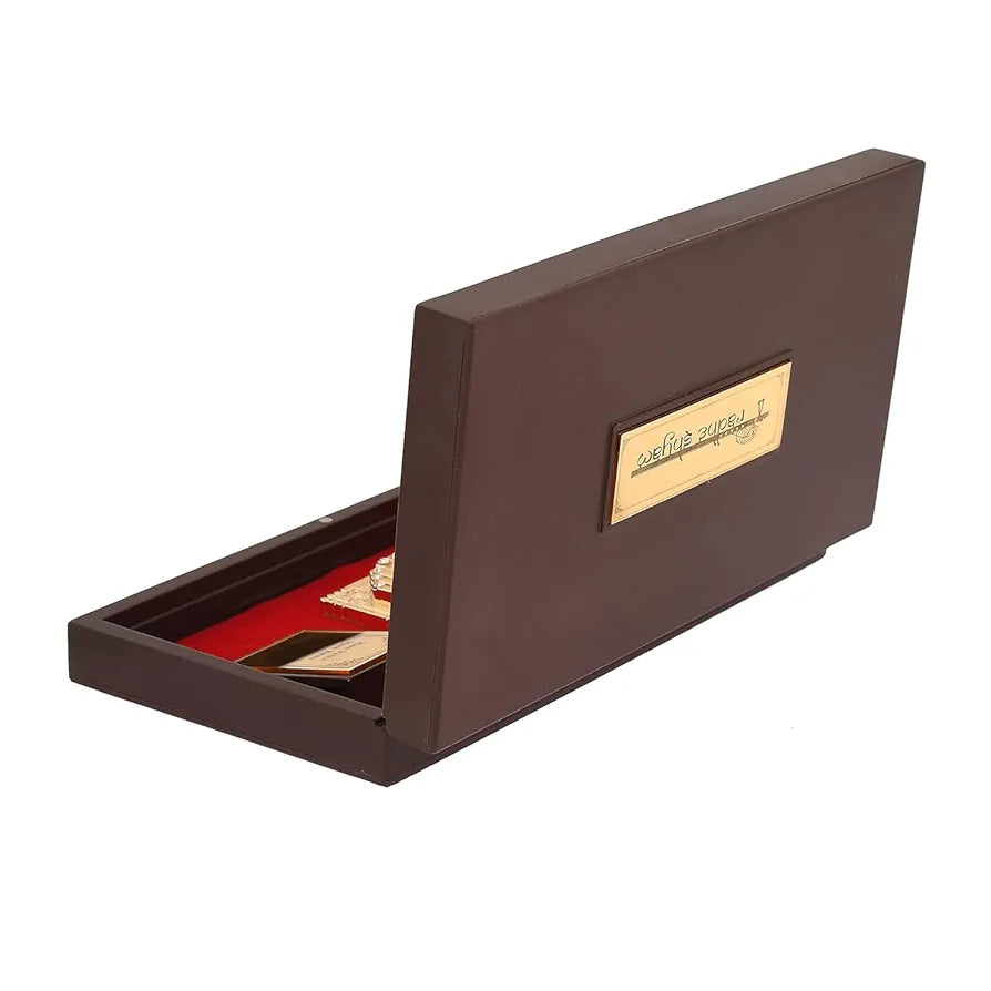 JAIPUR ACE Gold Plated Radhe Shyam Charan Paduka yantra | Devotional Prayer Box Wooden Momento with Natural Fragrance for Home or for Gifting 