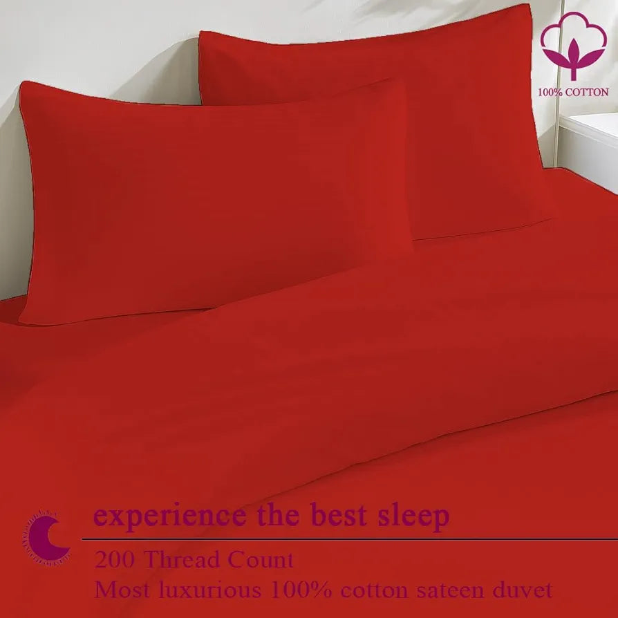 Trance Home Linen Zippered 100% Cotton 200 TC Satin Stripe King Size Duvet Cover Quilt Cover Blanket Cover Razai Comforter Cover with 2 Pillow Covers