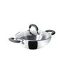 Meyer Trivantage Nickel Free Stainless Steel Triply Kadai with Steel Lid 22cm Silver