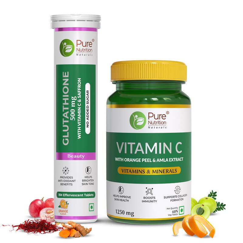 weight loss glutathione Pure Nutrition Naturals L- Glutathione 500mg With Vitamin C Combo