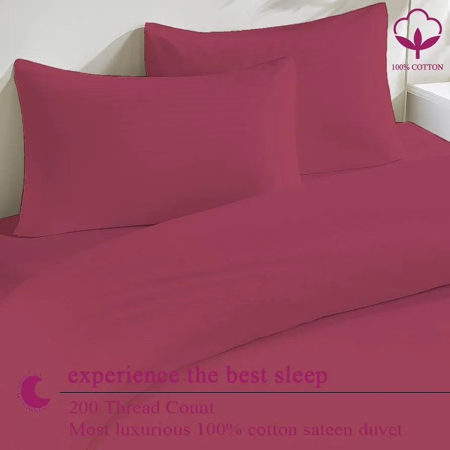 Trance Home Linen Zippered 100% Cotton 200TC Satin Stripe King Size Duvet Cover Quilt Cover Blanket Cover Razai Comforter Cover with 2 Pillow Covers 