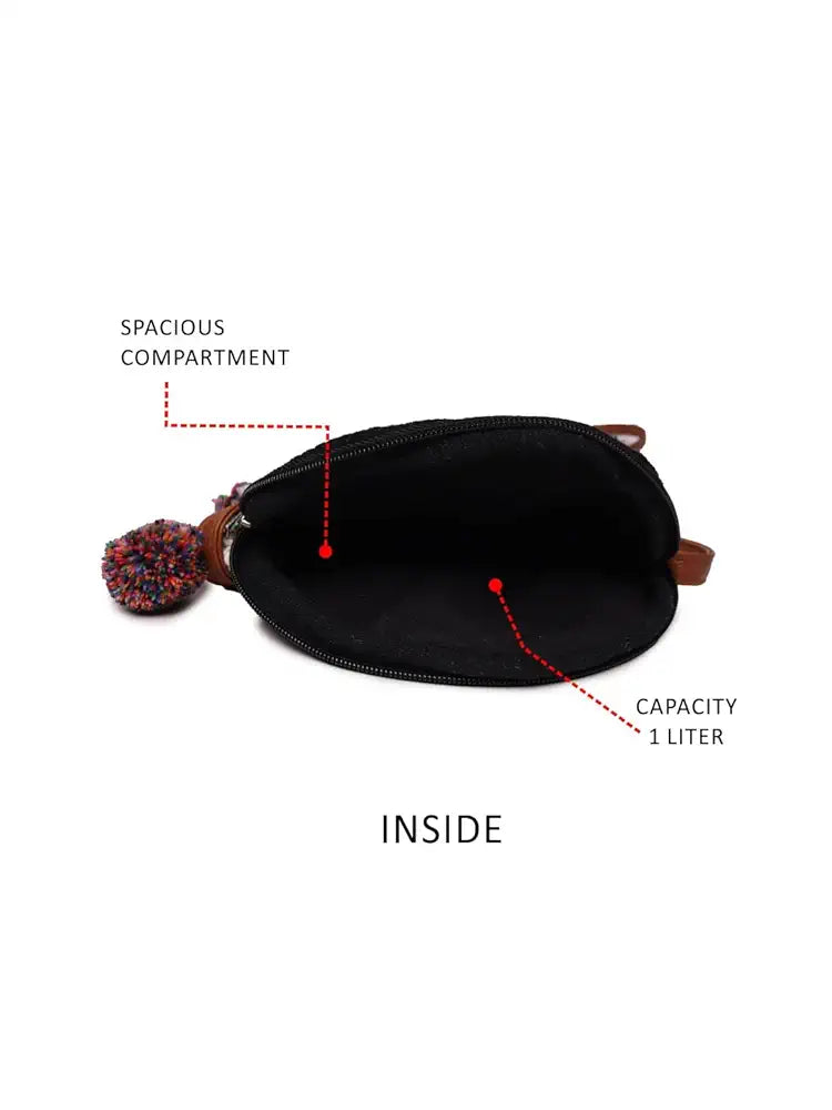 ASTRID Round Textured Sling Bag For Girls With Zip
