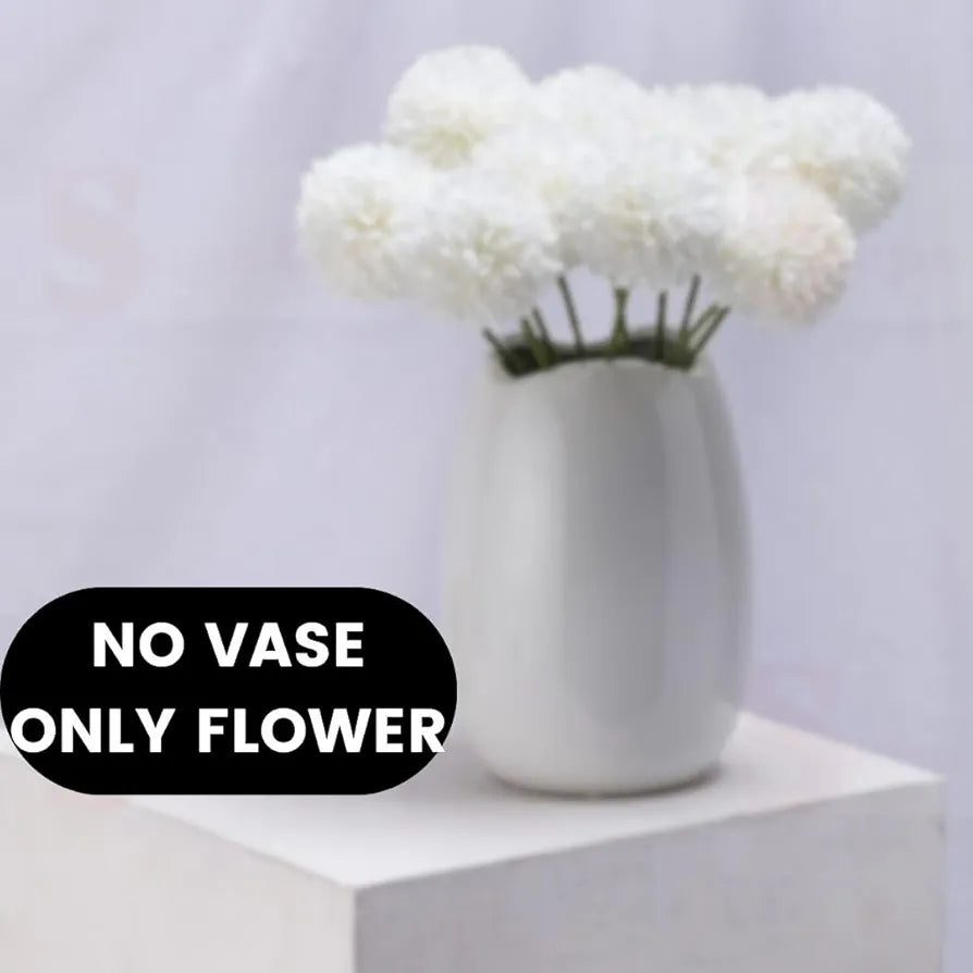 SATYAM KRAFT 5 Pcs Artificial Chrysanthemum Hydrangea Ball Flower Sticks for Home, Office, Bedroom, Balcony, Living Room, Wedding & Craft Decoration  