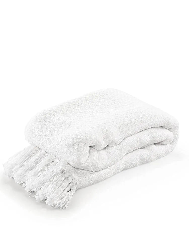 SASHAA WORLD Cotton Chevron Throw Blanket Handwoven with Fringes, XL Sofa Throw Blanket/Bedcover 