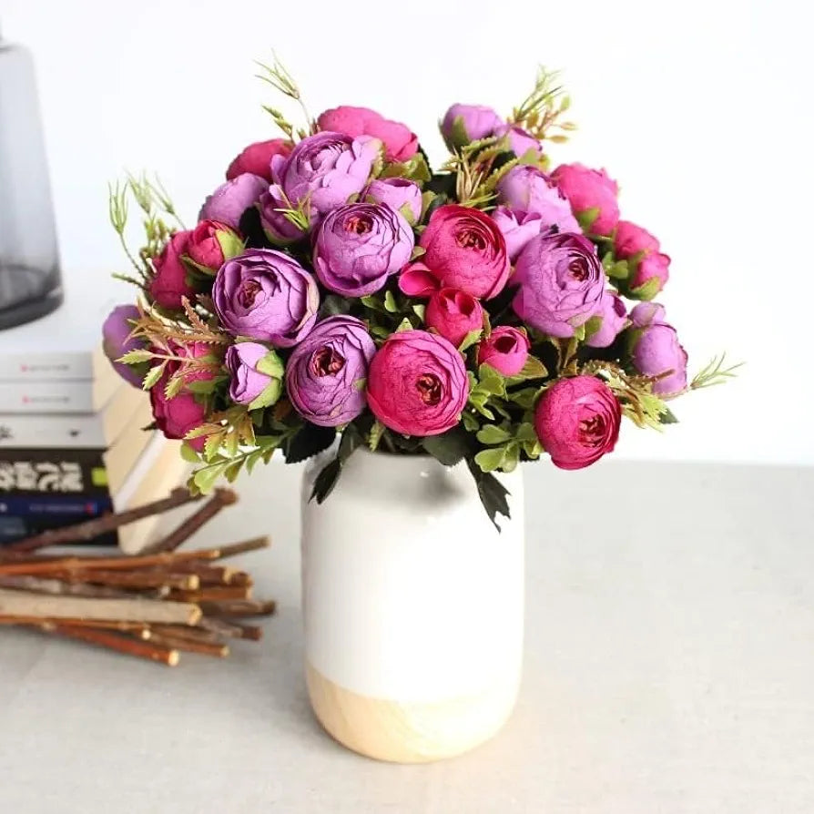 SATYAM KRAFT 2 Pcs Artificial Rose Flower Sticks | Decorative Items for Home Decor, Room, Living Room, Table Centerpiece, Balcony, Office | Perfect for Wedding, Birthday, Enagagement 