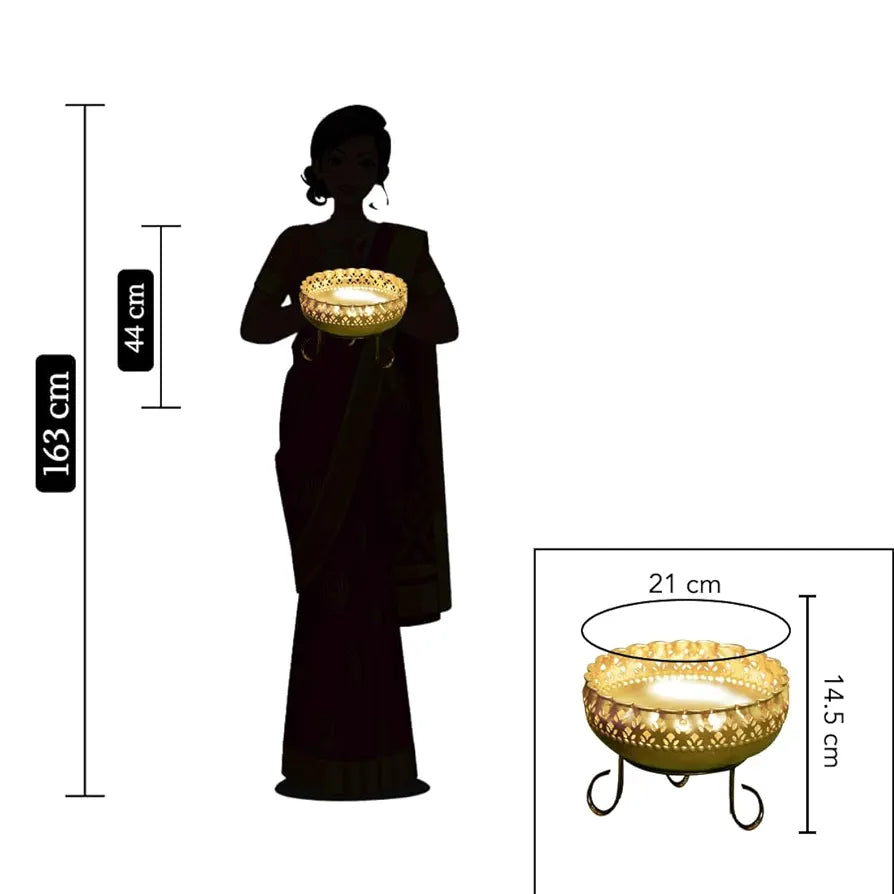 Ekhasa Gold Urli Bowl with Stand for Home Décor