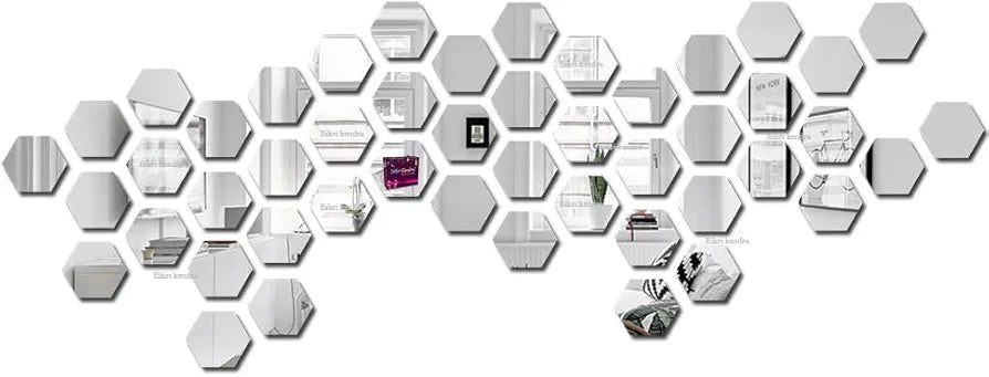 Bikri kendra - Hexagon Stickers for Wall,Hexagon Mirror Wall,Acrylic Mirror Decor Sticker, Hexagonal Sticker, 