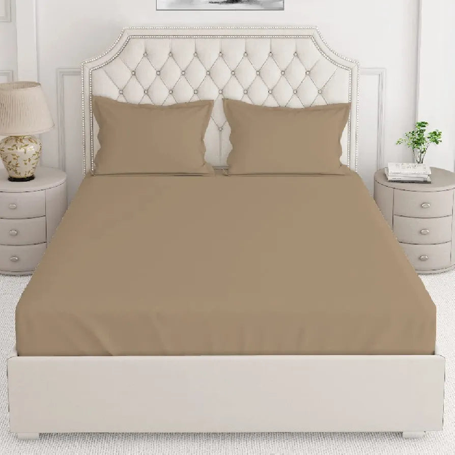 Layers 100% Cotton 144TC Elastic Fitted Bedsheet for Double Bed King Size with 2 Pillow Covers, , All Round Elastic, Moisture Absorbent, All Season Comfort - Be Bold Collection