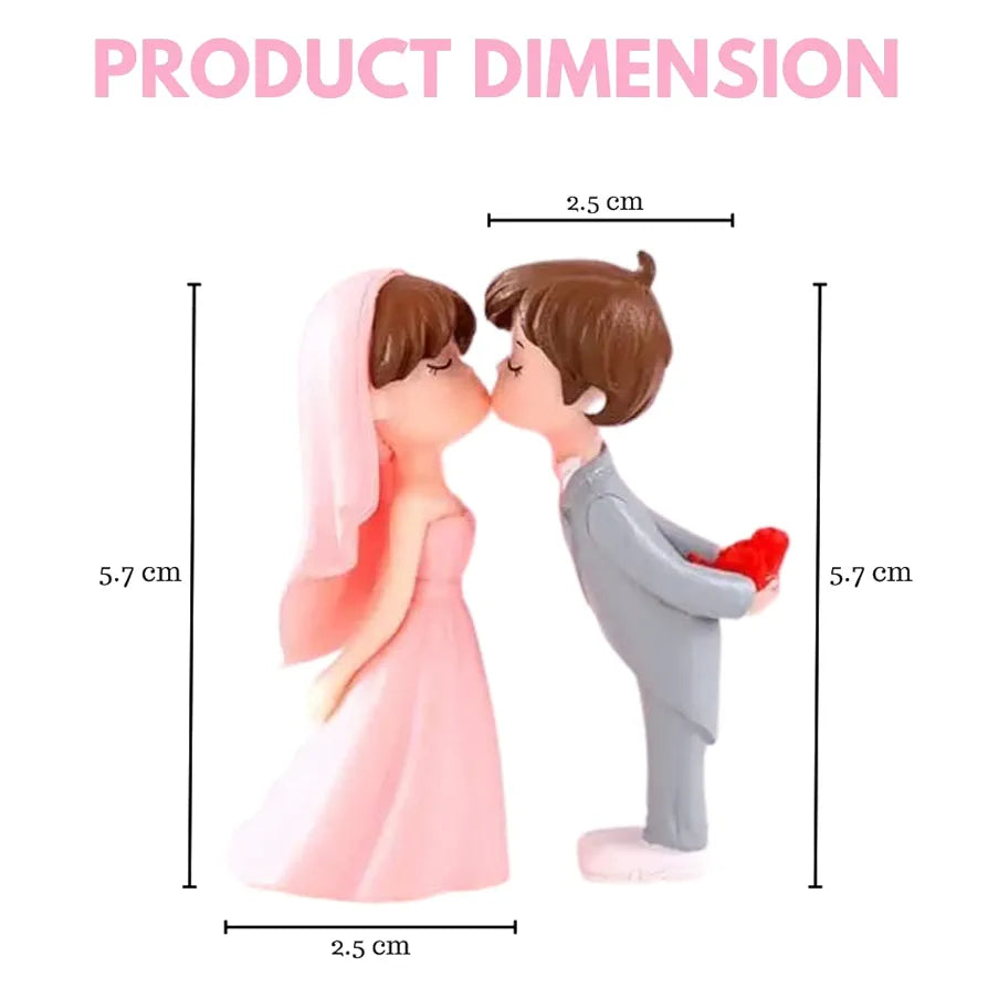 SATYAM KRAFT Resin 1 Set Romantic Couple Miniature, Bride Kissing Groom Showpiece, Gift for Him/Her,Mother's Day,for Girlfriend,Boyfriend,Wedding Cake Topper, Home & Bedroom Decor 