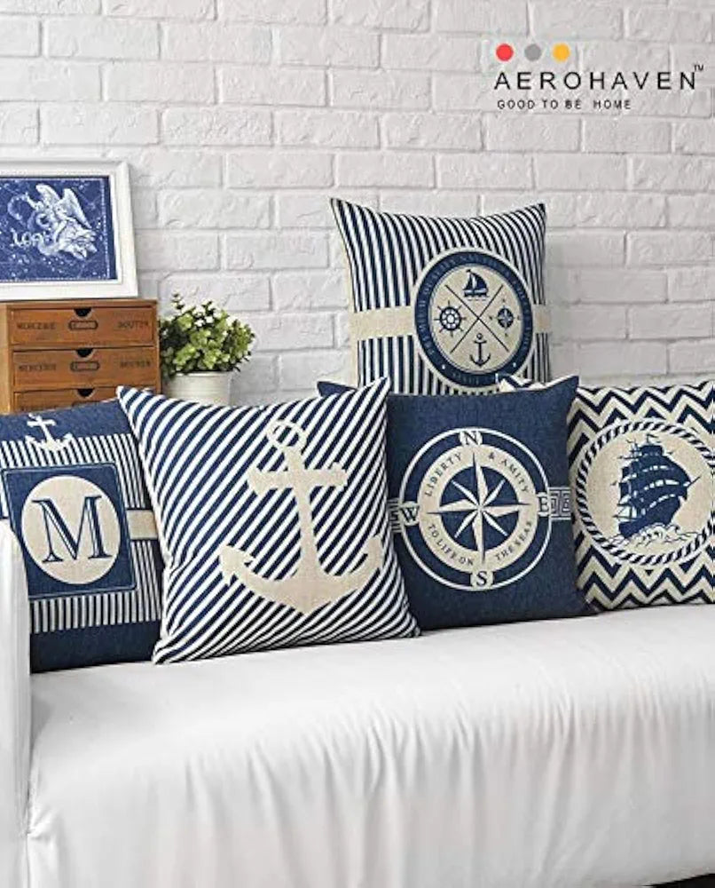 AEROHAVEN™ Set of 5 Cotton Abstract Designer Decorative Throw Pillow/Cushion Covers - 24 x 24 inches