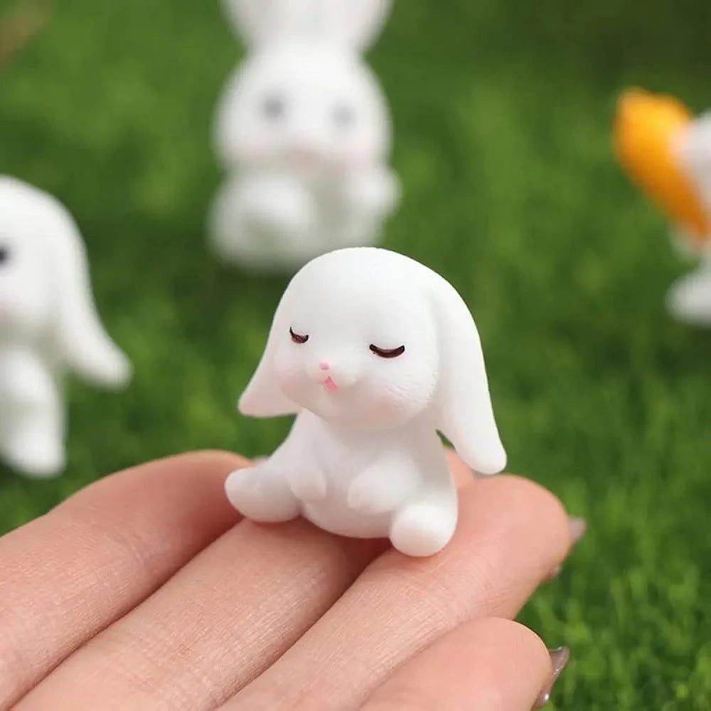 SATYAM KRAFT 1 Set  Resin Rabbit Miniature Figurines | Decorative Showpiece | Gift for Him/Her, Home, Bedroom, Living Room,Table, Car Dashboard| Unique Festive Decor