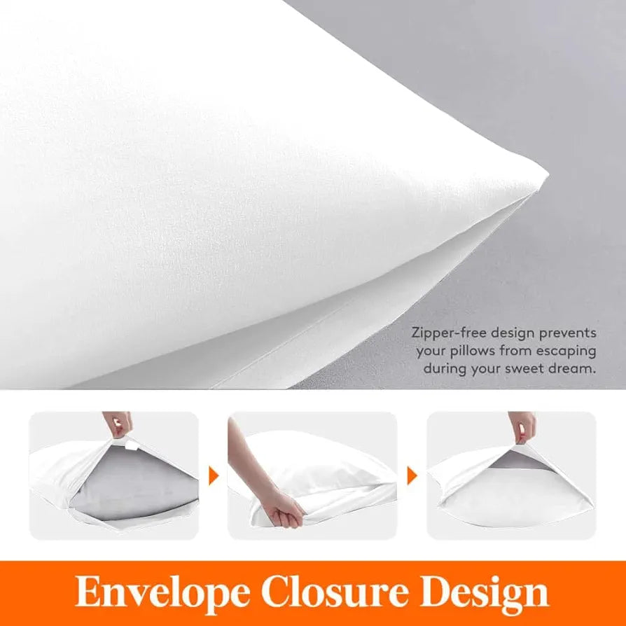 Cloth Fusion Glace Cotton Pillow Cover Set of 2 with Envelope Closure, Soft Pillow Case for Comfort 