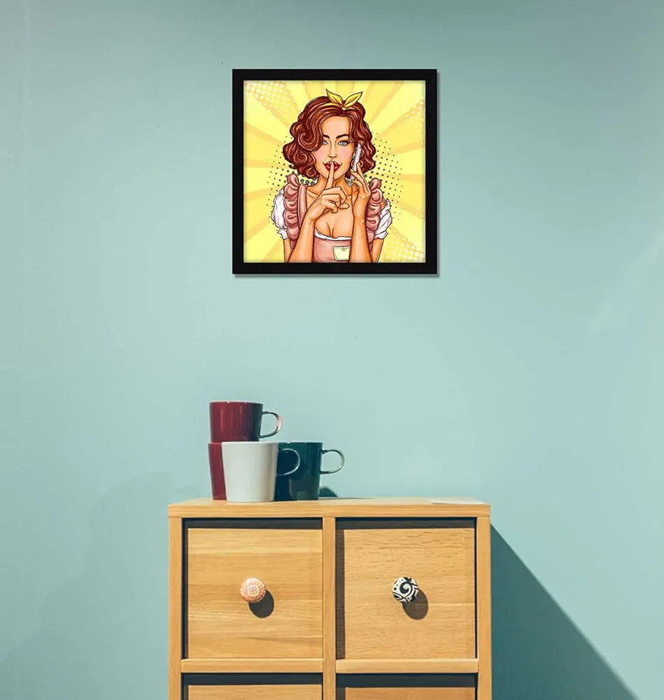 ArtX Paper Beautiful Women Pop Art Wall Art Painting, Multicolor, Abstract, 13X13 in, Set of 1