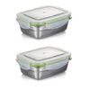 Femora Lunch Box High Steel Rectangle Heavy Duty Airtight Leakproof Unbreakable Storage Container With Lock Lid Lunch Box | 3800 Ml | Set of 2
