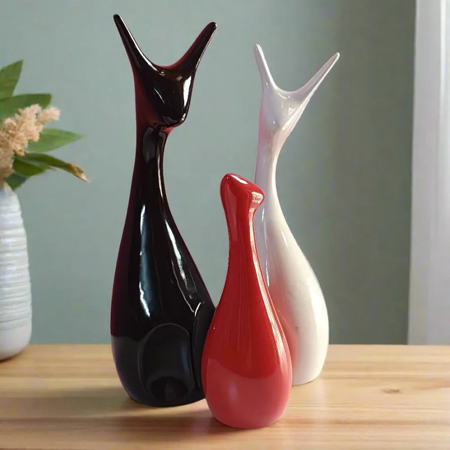 ALILA Good Luck Deer Family Statue Showpiece Idol for Home Living Room Decor Gifting Decoration, Set of 3