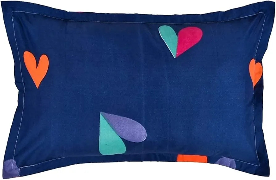 THE HOME STYLE Cotton Feel Glace Cotton Elastic Fitted All Around Printed Full Length Single Bed Bedsheet With 1 Pillow Cover,300 TC