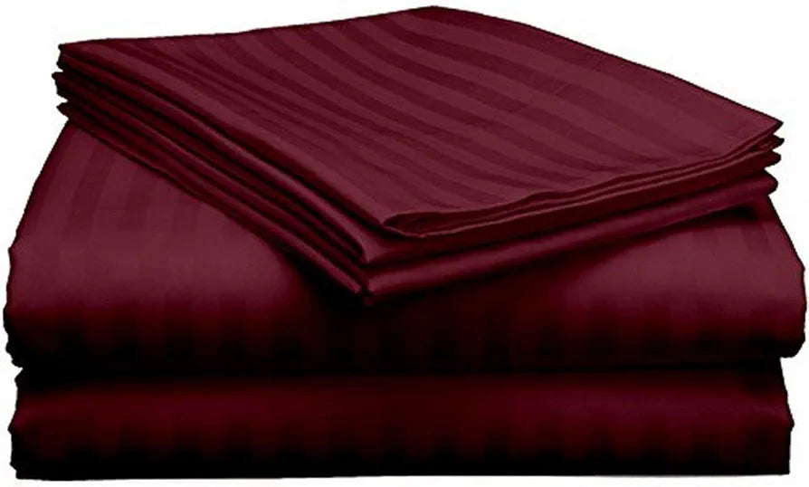 Microfiber Flat Single Bed Bedsheet| Plain Striped Cotton Bedsheet with 1 Pillow Cover for Queen Size Bed| Supersoft 340 TC| Breathable| Wrinklefree| 