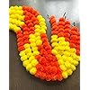 SPHINX Artificial Marigold Fluffy Flowers Garlands for Decoration - Pack of 5 (Yellow and Dark Orange Patterned)
