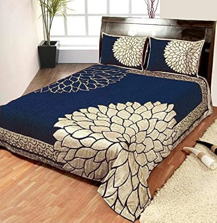 Fresh From Loom Chenille Velvet 500 TC Bedsheet , 1 Double Bed King Size Bedsheet with 2 Pillow Cover, Size - 90x100 Inch