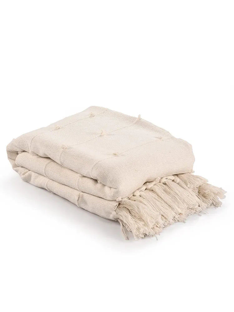 SASHAA WORLD Cotton Throw Bedcover Super Soft & Breathable | Throw for Living Room, Sofa, Bed, Chair, Picnic & Used for Gift | Natural Throw Blanket Pack of 1, 200L x180W cms