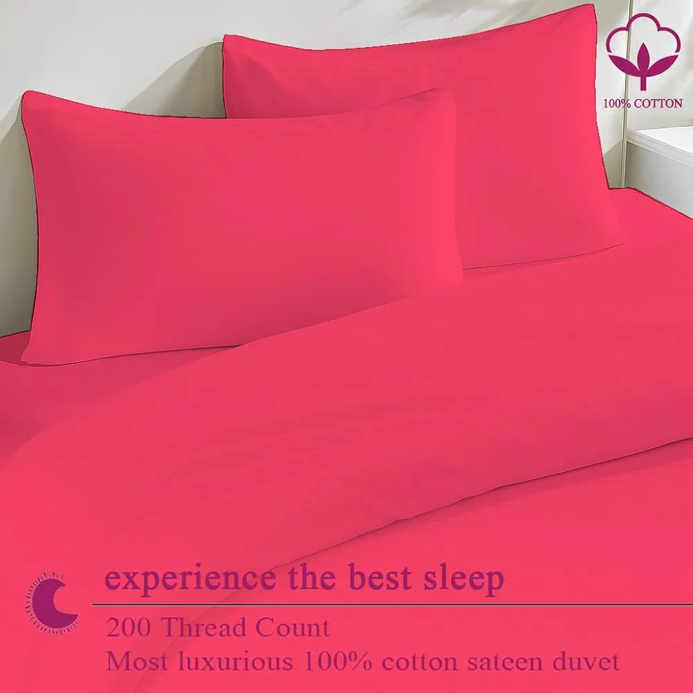 Trance Home Linen Zippered 100% Cotton 200 TC Satin Stripe Queen Duvet Cover Quilt Cover Razai Comforter Cover with 2 Pillow Covers 