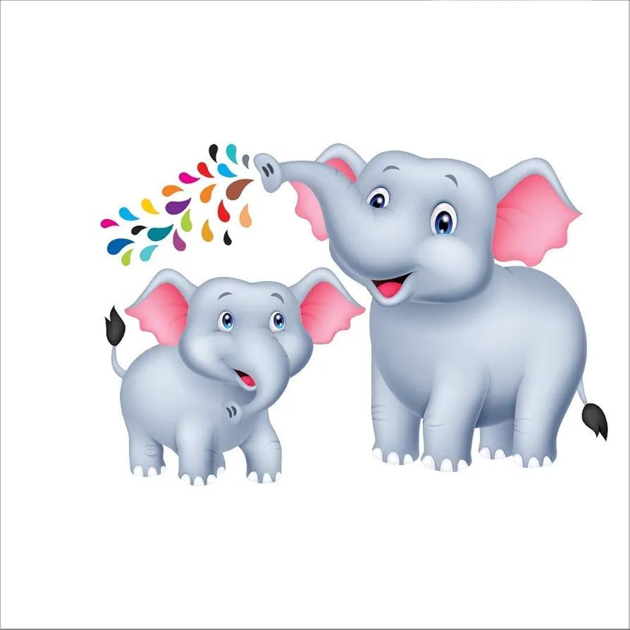AH Decals Kids Wall Sticker Elephant 3D Wall Stickers PVC Vinyl Wall Art Decorative for Kids Room Play School- 66 CM X 50 CM or 26 X 20 Inches, Multicolour-Self-Adhesive