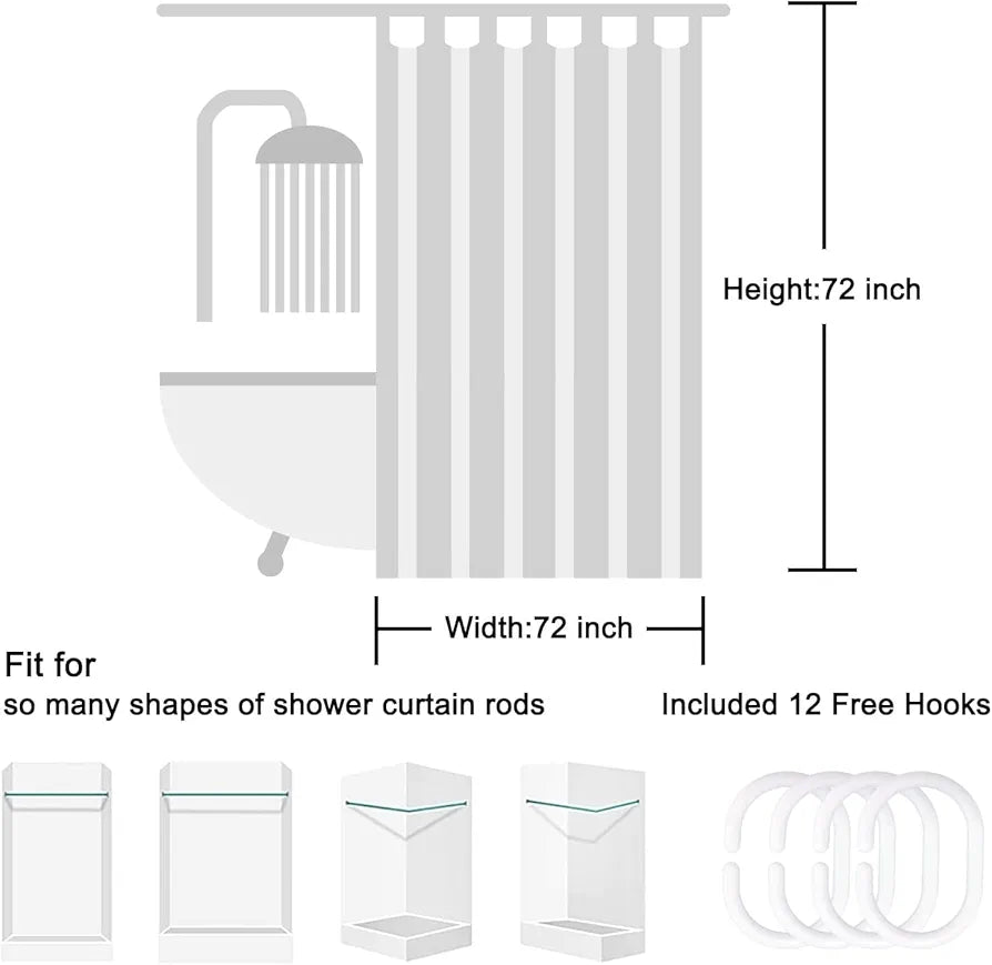 HOMETHREADS Embrace Luxury with Our 6-Feet Long Premium Polyester Shower Curtain with 12 Hooks for a Lavish Bathroom Ambiance | Stylish, Splendid, and Perfectly Sized 