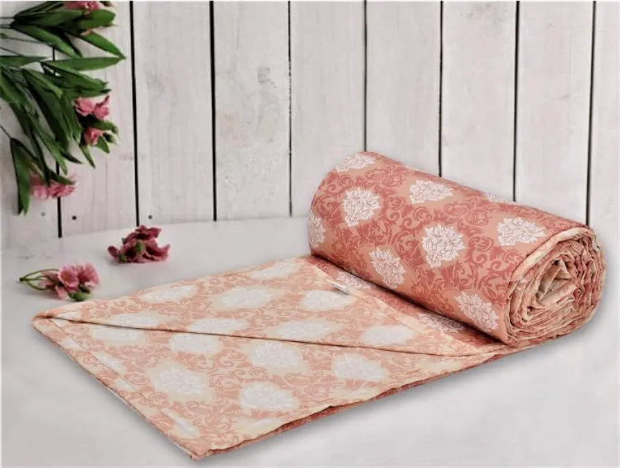 Trance Home Linen Pure Cotton Reversible Dohar Toddler Size|Cotton Ac Quilt for Babies|Infants - New Born Blanket|Soft Light-Weight Bed Blanket 0-4 Years Kids