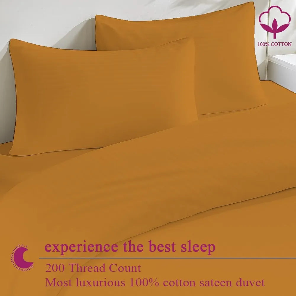 Trance Home Linen Zippered 100% Cotton 200 TC Satin Stripe Queen Duvet Cover Quilt Cover Razai Comforter Cover with 2 Pillow Covers 