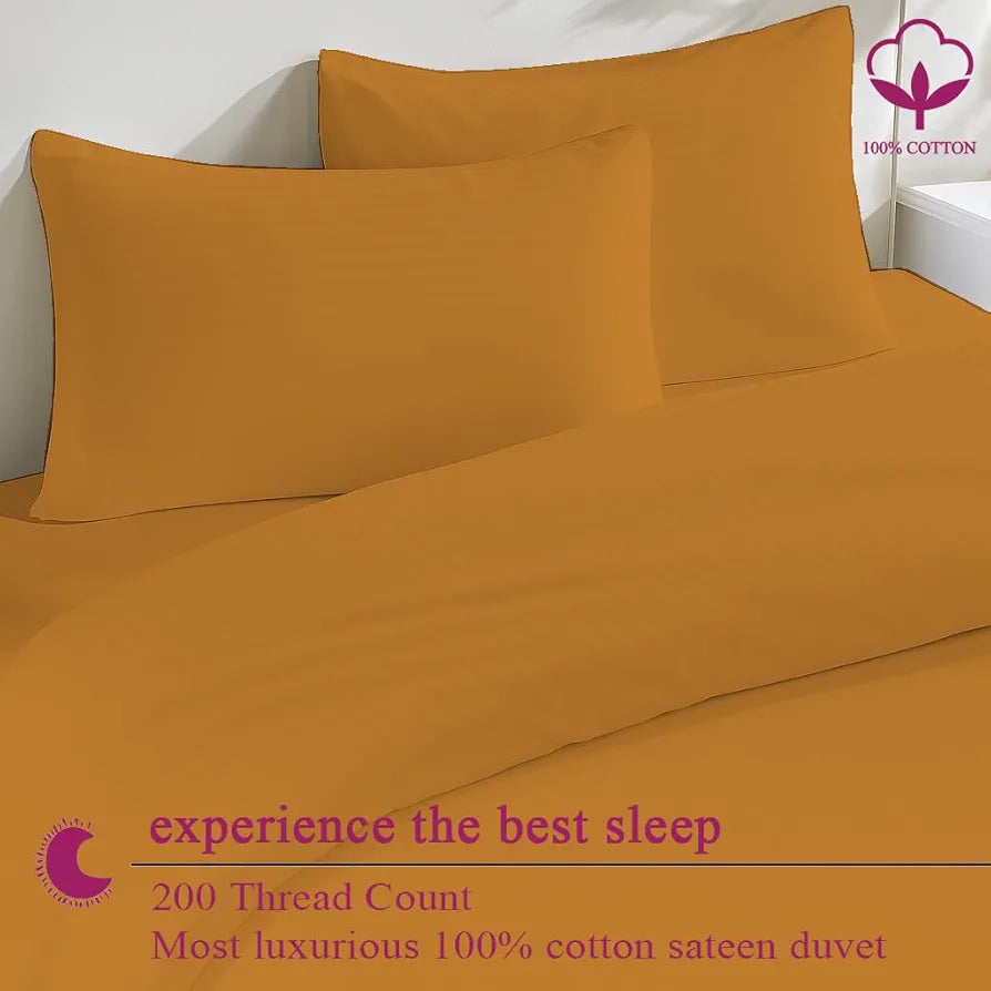 Trance Home Linen Zippered 100% Cotton 200TC Satin Stripe King Size Duvet Cover Quilt Cover Blanket Cover Razai Comforter Cover with 2 Pillow Covers 