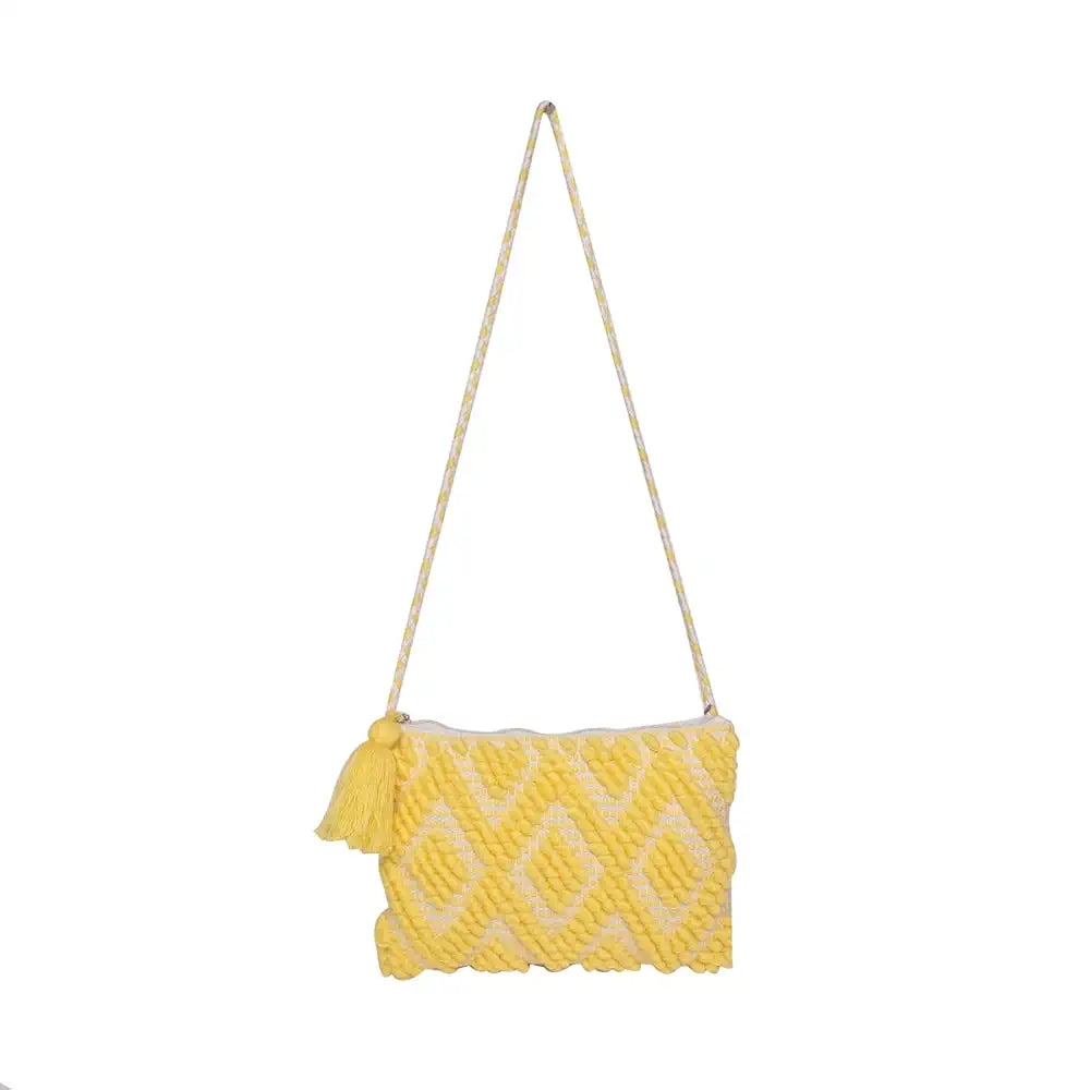 ASTRID Handmade Macrame Flap Over Sling Bag For Girls And Women