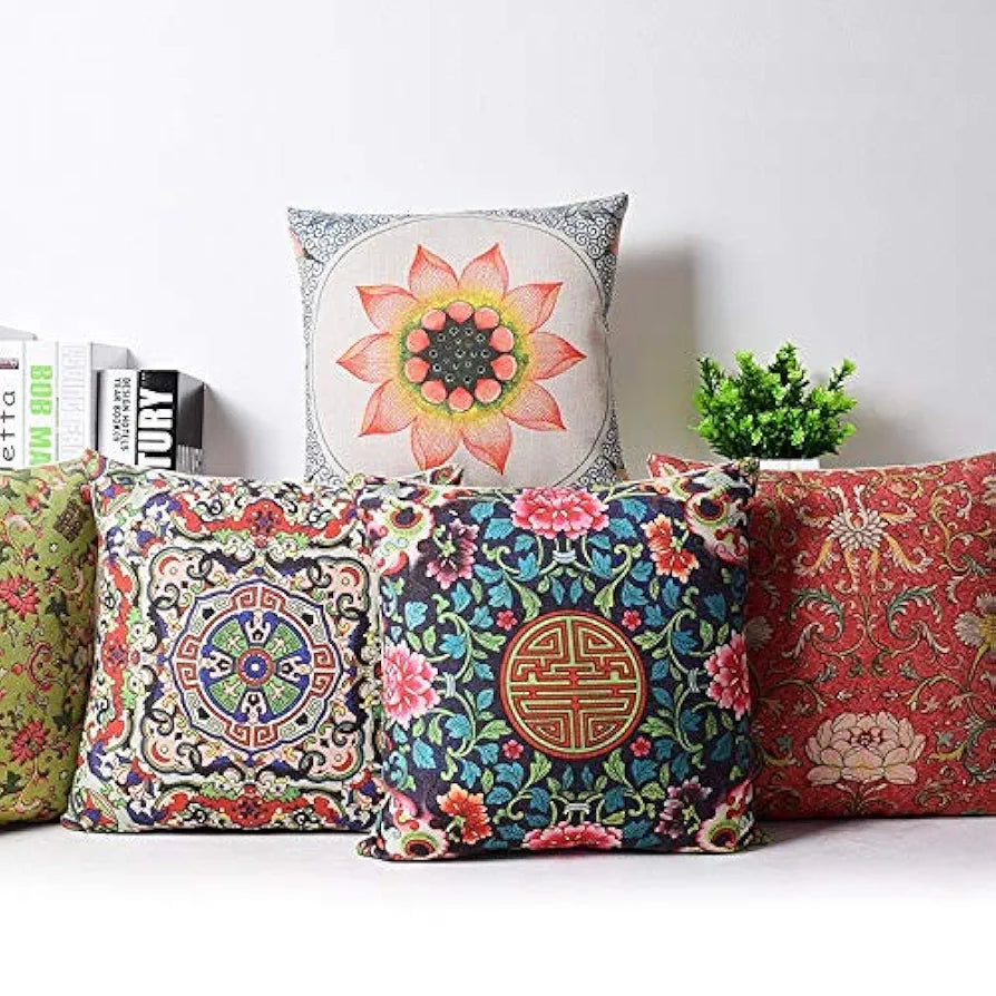AEROHAVEN® Premium Satin Turkish Designer Decorative Throw Pillow/Cushion Covers Set of 5 - CC65 - 