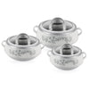 Cello Glitter Casserole With Inner Steel | Insulated Stainless Steel Inner Body Casserole Set for Meal | Set of 3