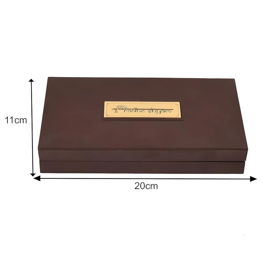 JAIPUR ACE Gold Plated Radhe Shyam Charan Paduka yantra | Devotional Prayer Box Wooden Momento with Natural Fragrance for Home or for Gifting 