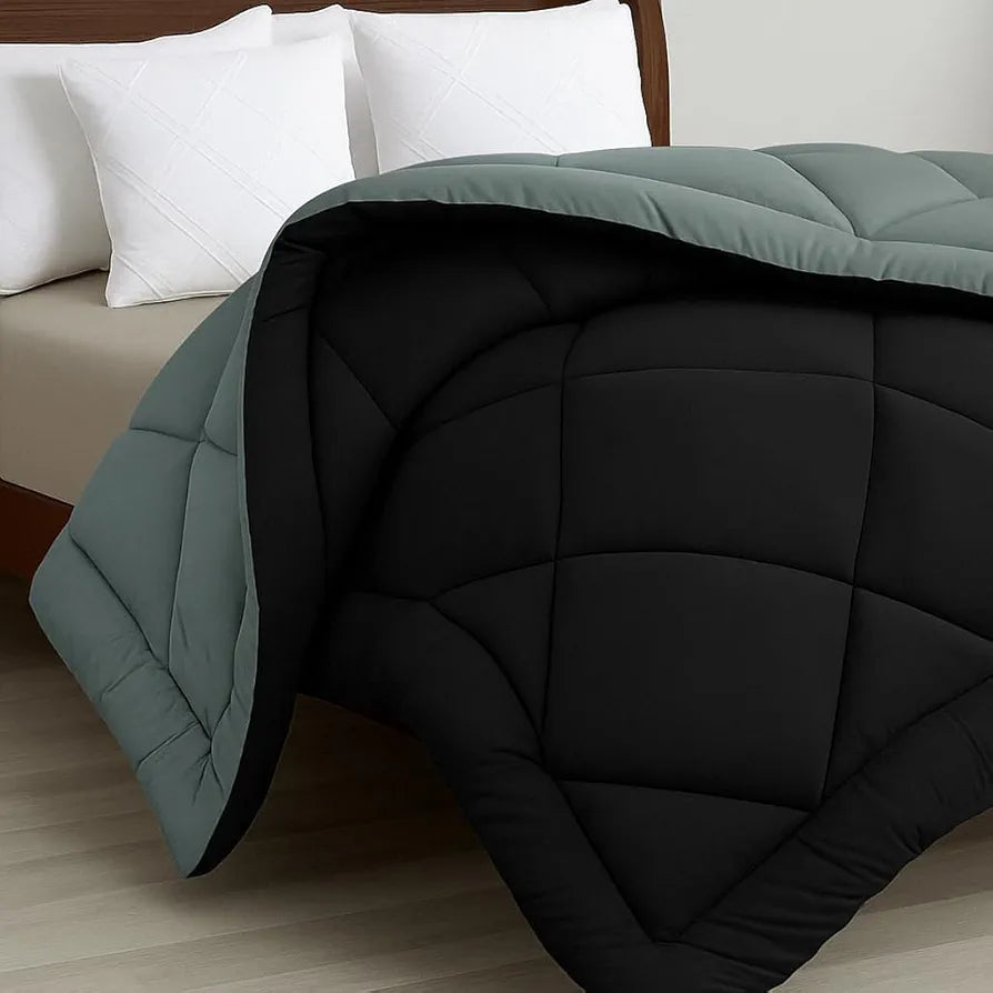 Cloth Fusion Reversible AC Comforter Set Double Bed 220 GSM,Soft Microfibre King Size Quilt Blanket for Winter