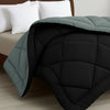 Cloth Fusion Reversible AC Comforter Set Double Bed Soft Microfibre King Size Quilt Blanket for Winter Black & Grey