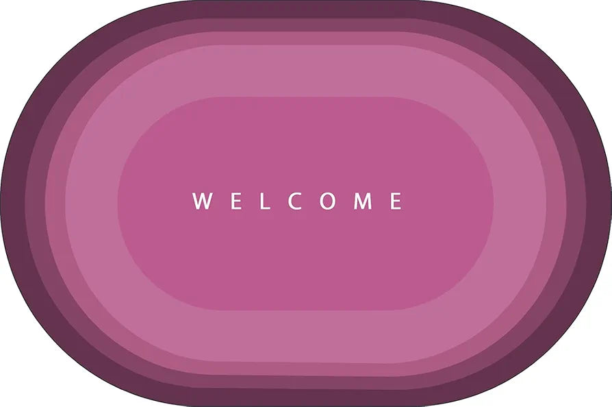 STATUS Contract Pink Welcome Water Absorbing Mat for Bathroom Quick Dry Rubber Backed Anti-Slip Floor Mat Non Slip Mat for Home,Kitchen Oval