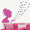 Decals Design Lady in Pink with Butterflies Wall Sticker Multicolour